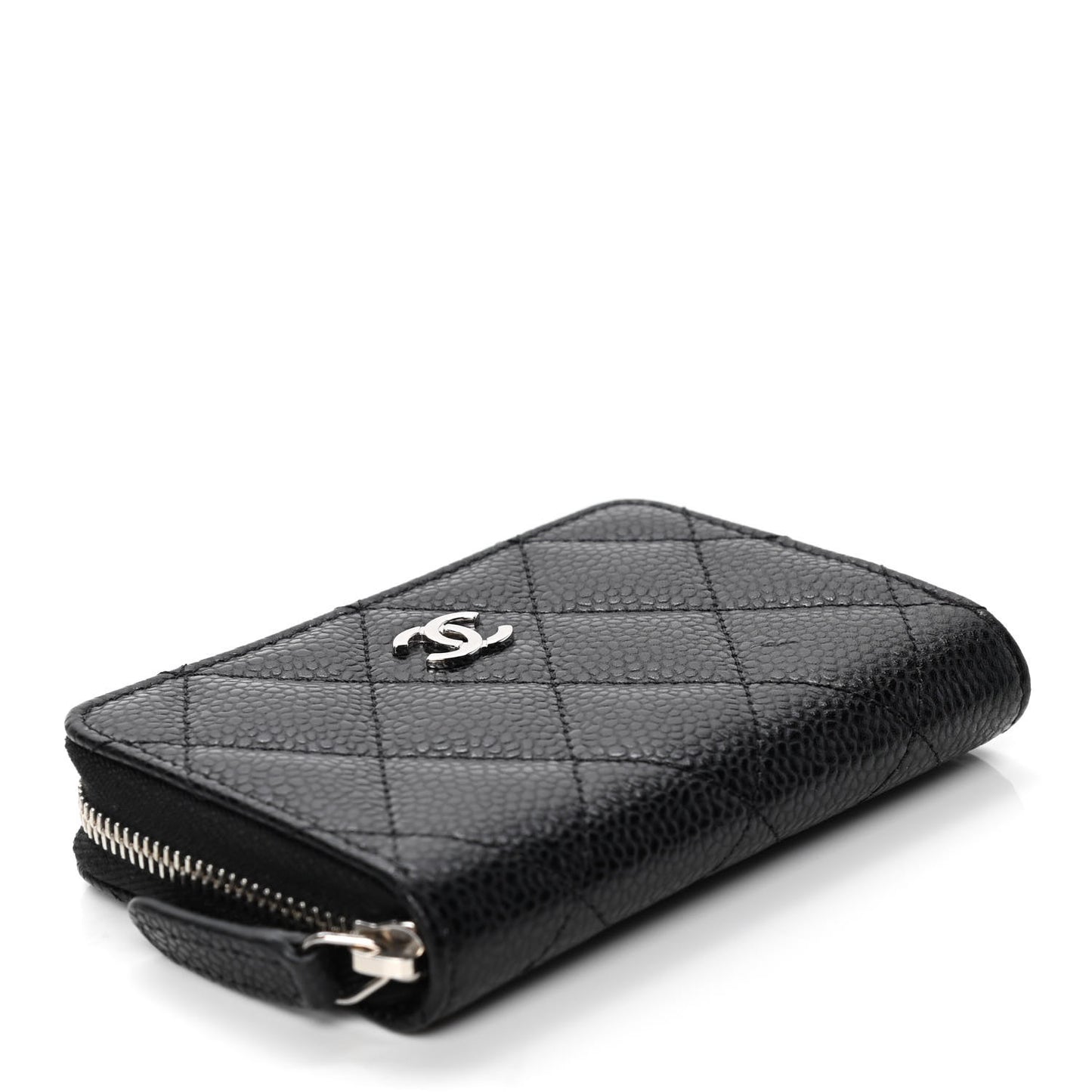 Caviar Quilted Zip Coin Purse Black
