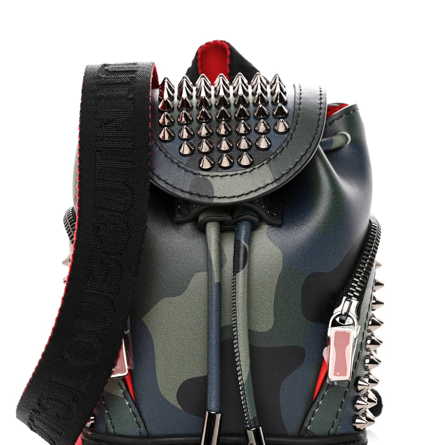 Christian Louboutin Calfskin Spiked Camouflage Mini Explorafunk Keyring Bag Multicolor 7 of 9