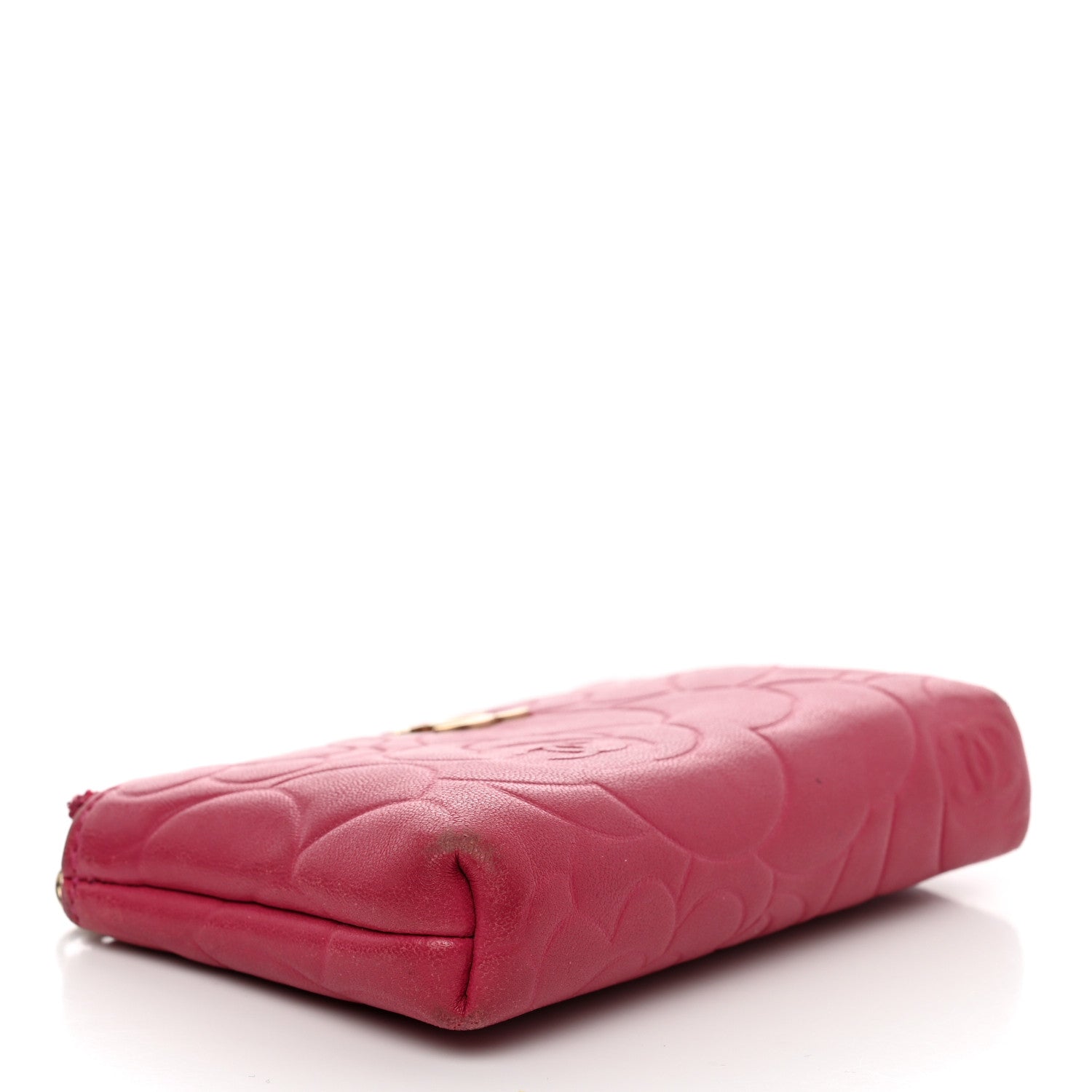 Chanel Lambskin Camellia Embossed Key Holder Case Fuchsia 4 of 11