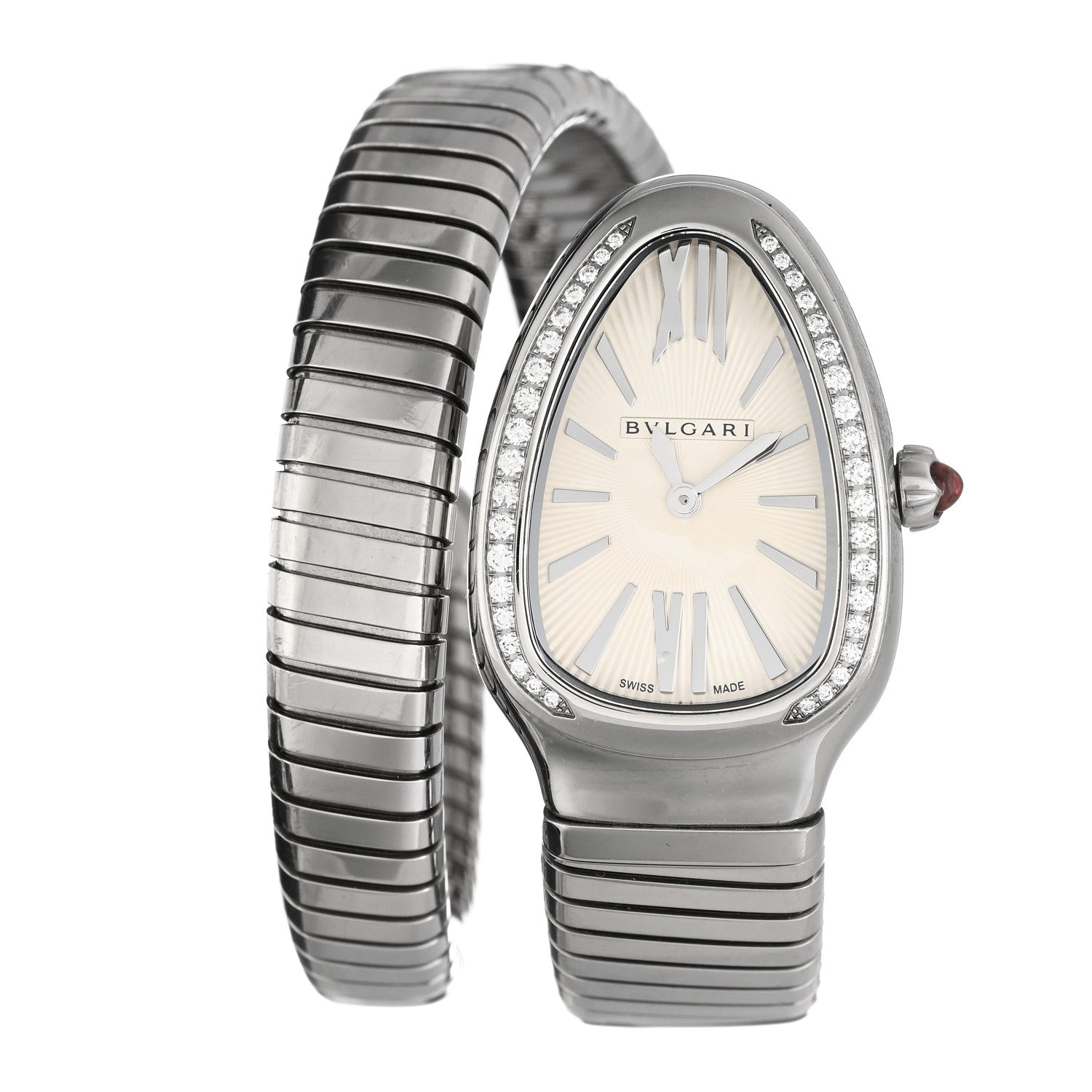 Bulgari Stainless Steel Diamond Bezel 35mm Serpenti Tubogas Quartz Watch 1 of 5