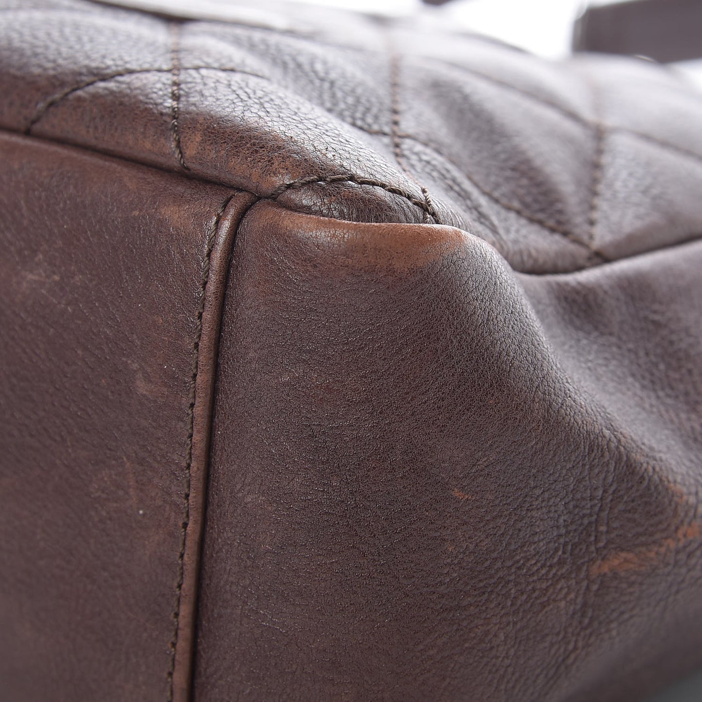 Calfskin Quilted Petit Shopping Tote PST Brown
