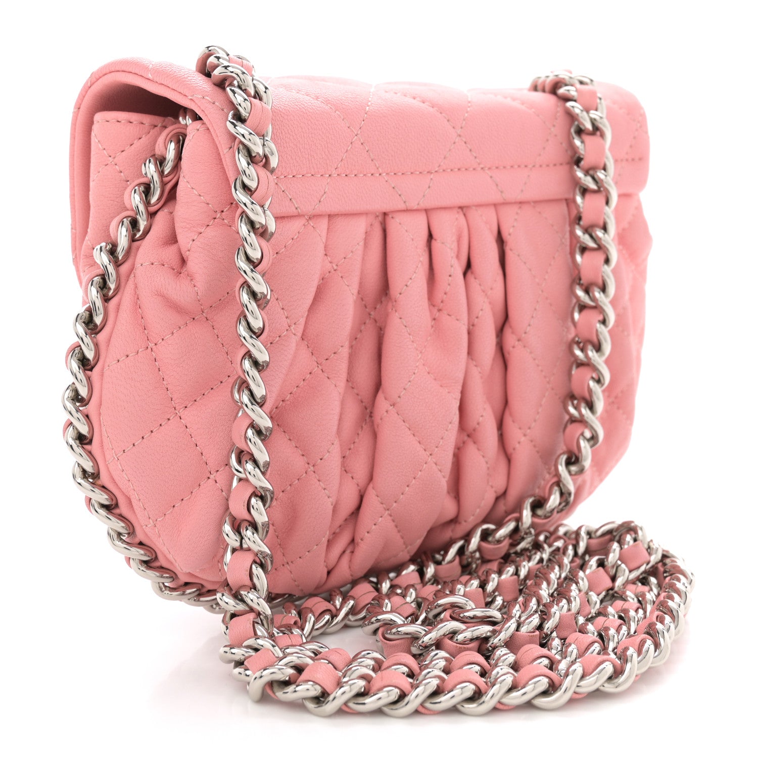 Chanel Washed Lambskin Quilted Mini Chain Around Messenger Pink 3 of 14