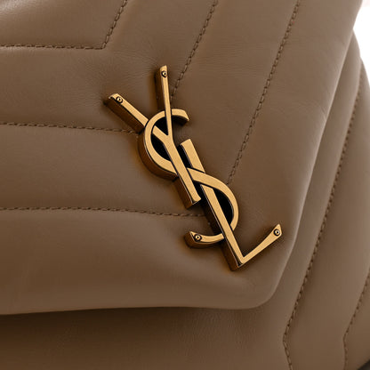 Saint Laurent Calfskin Y Quilted Monogram Small Loulou Chain Satchel Dark Beige 11 of 14