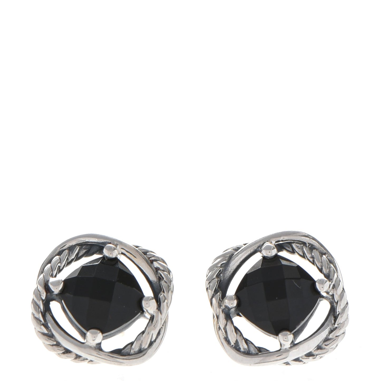 Sterling Silver Black Onyx 7mm Infinity Earrings