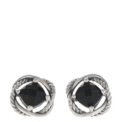 David Yurman Sterling Silver Black Onyx 7mm Infinity Earrings 1 of 7