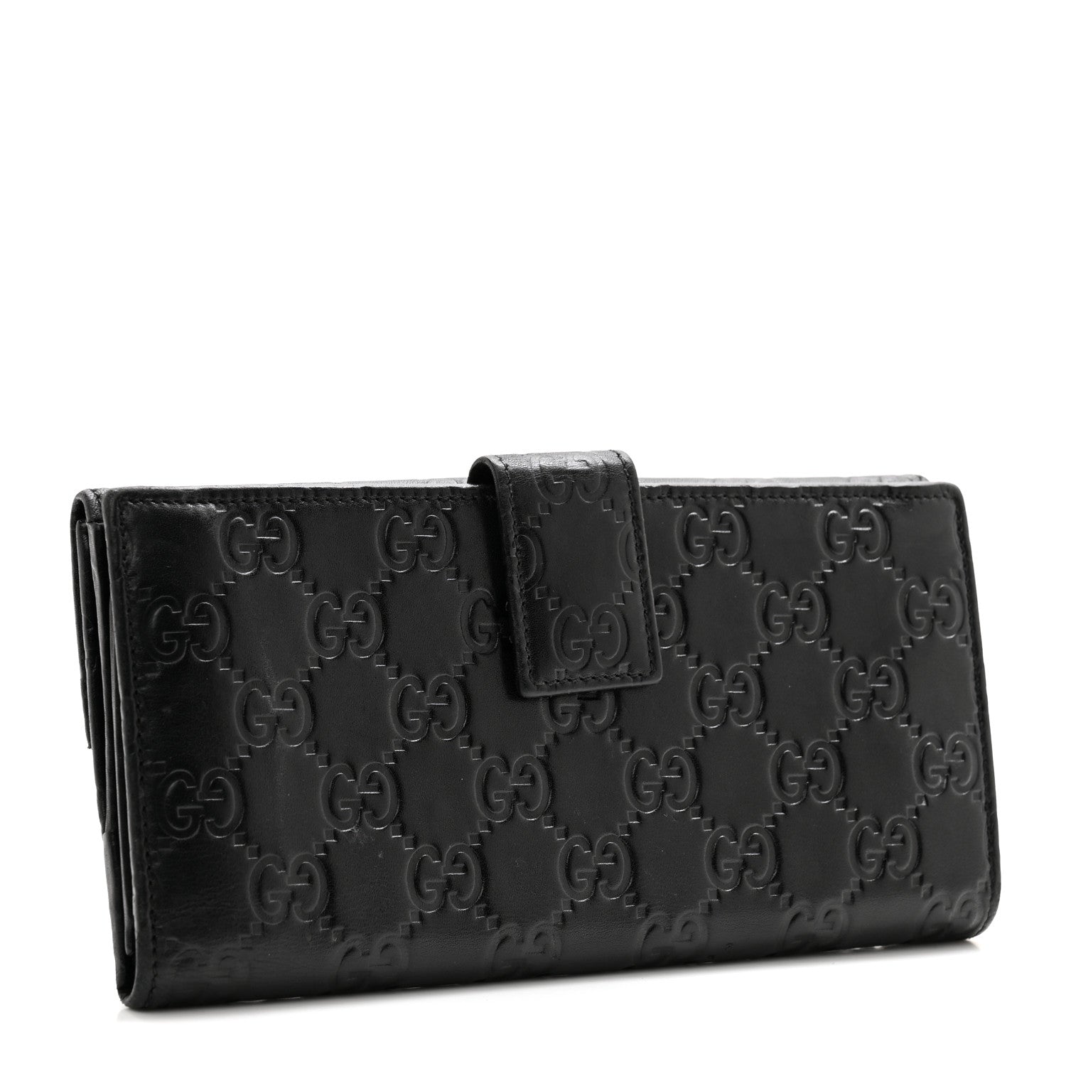 Gucci Guccissima Margaux Calfskin Metal Bar Continental Flap Wallet Black 3 of 9