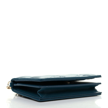 Christian Dior Lambskin Cannage Small Lady Dior Flap Card Holder Deep Ocean 4 of 7