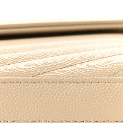 Saint Laurent Grain De Poudre Matelasse Chevron Monogram Chain Wallet Nude Powder 13 of 13