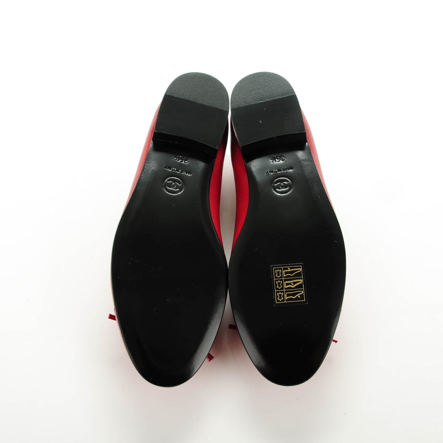 Goatskin Patent Cap Toe CC Ballerina Flats 35.5 Red