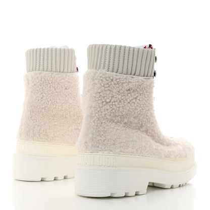 Christian Dior Calfskin Shearling Hike Ankle Boots 37.5 White 4 of 9