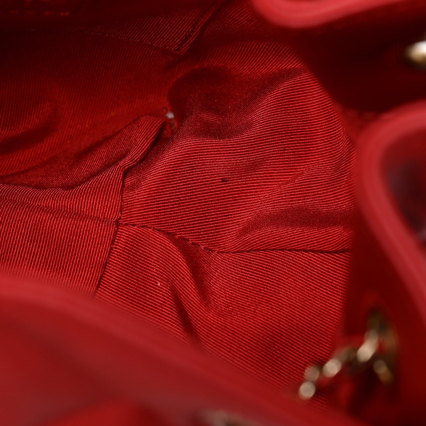 Lambskin Quilted CC Dweller Drawstring Bucket Bag Red