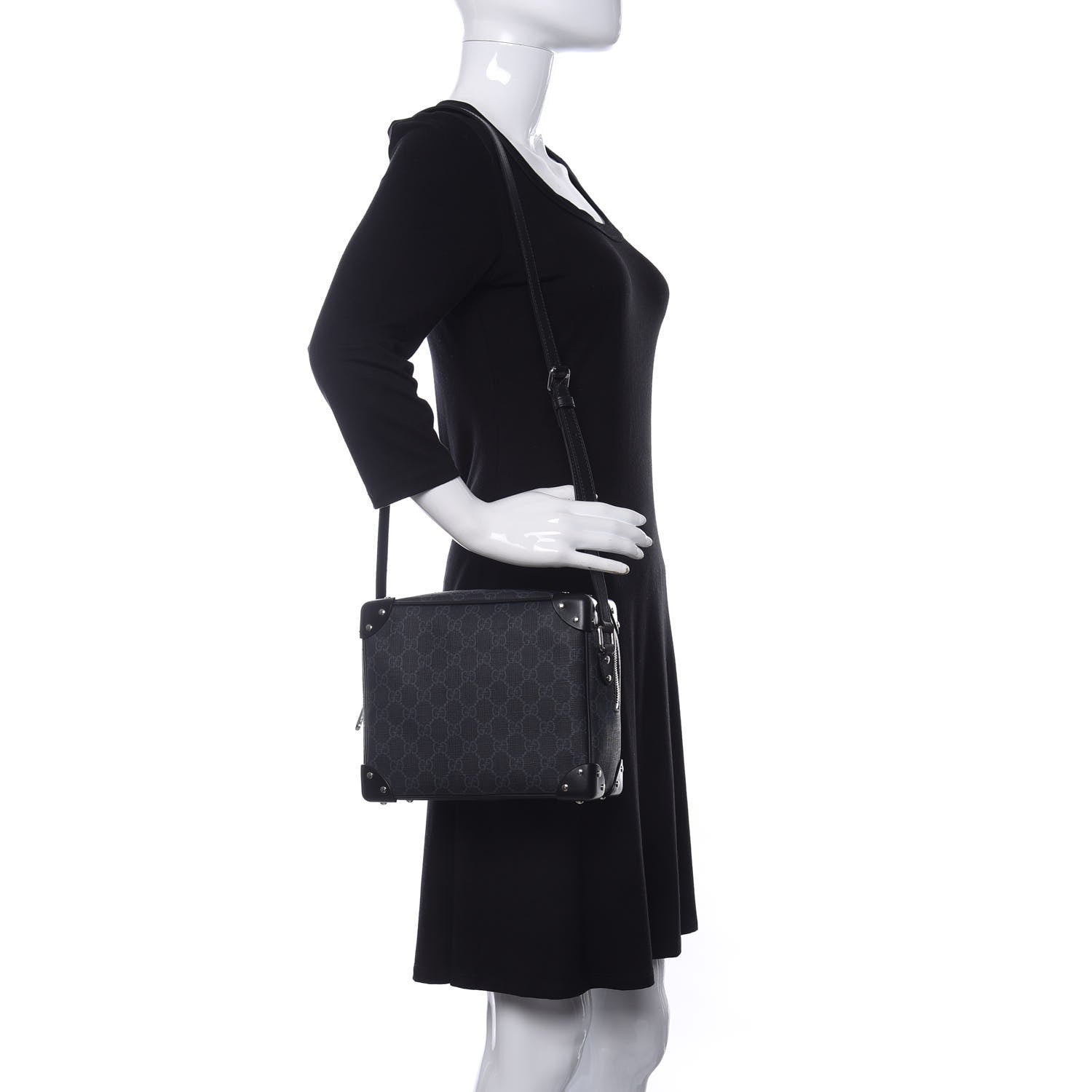 Gucci GG Supreme Monogram Selleria Calfskin Square Messenger Bag Black 2 of 9