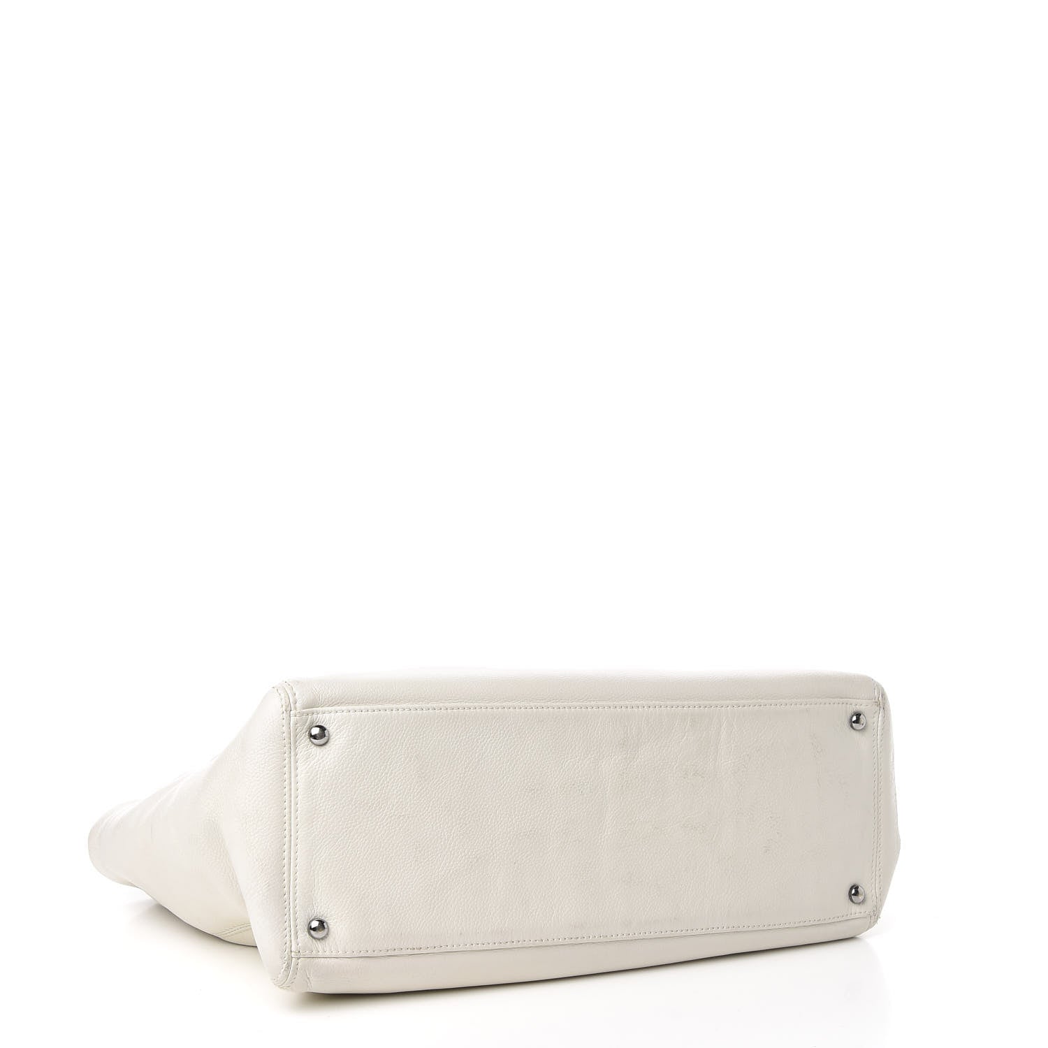Chanel Calfskin Mademoiselle Lock Cerf Shopper Tote White 4 of 14