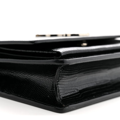 Saint Laurent Calfskin Lizard Embossed Monogram Sunset Chain Wallet Black 9 of 10