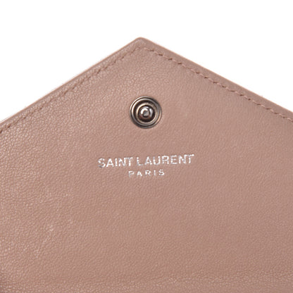 Saint Laurent Lambskin Mixed Matelasse Chevron Small Monogram Envelope Wallet Nude 6 of 10