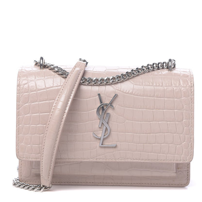 Saint Laurent Calfskin Crocodile Embossed Small Monogram Sunset Soft Nude 1 of 11