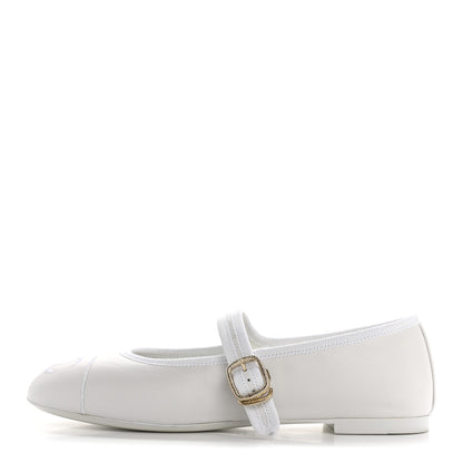 Chanel Lambskin Mary Jane Flats 36.5 White 1 of 10