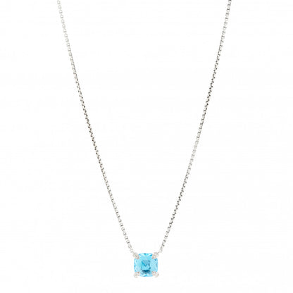 David Yurman Sterling Silver Diamond Blue Topaz 9mm Petite Chatelaine Pendant Necklace 1 of 6