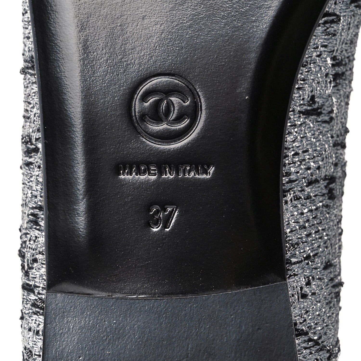 Chanel Tweed Sequin Cap Toe Ballerina Flats 37 Black Blue 6 of 11