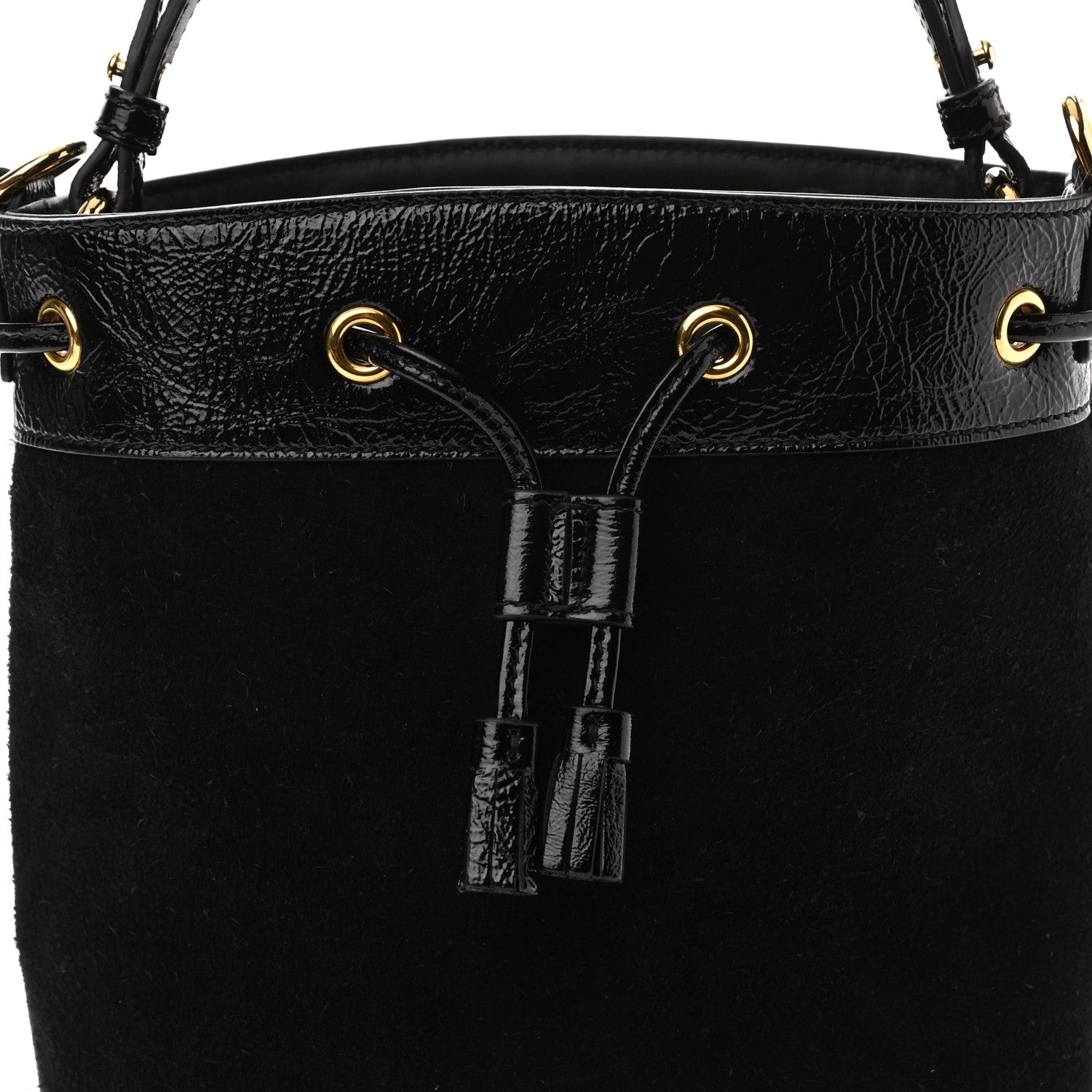 Gucci Suede Patent Web Small Ophidia Bucket Bag Black 9 of 11