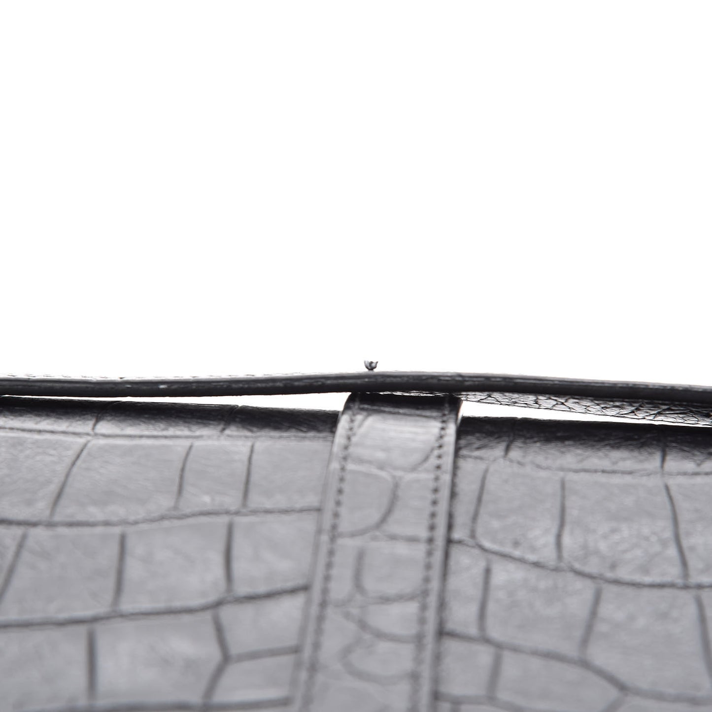 Calfskin Crocodile Embossed Monogram Large Satchel Black