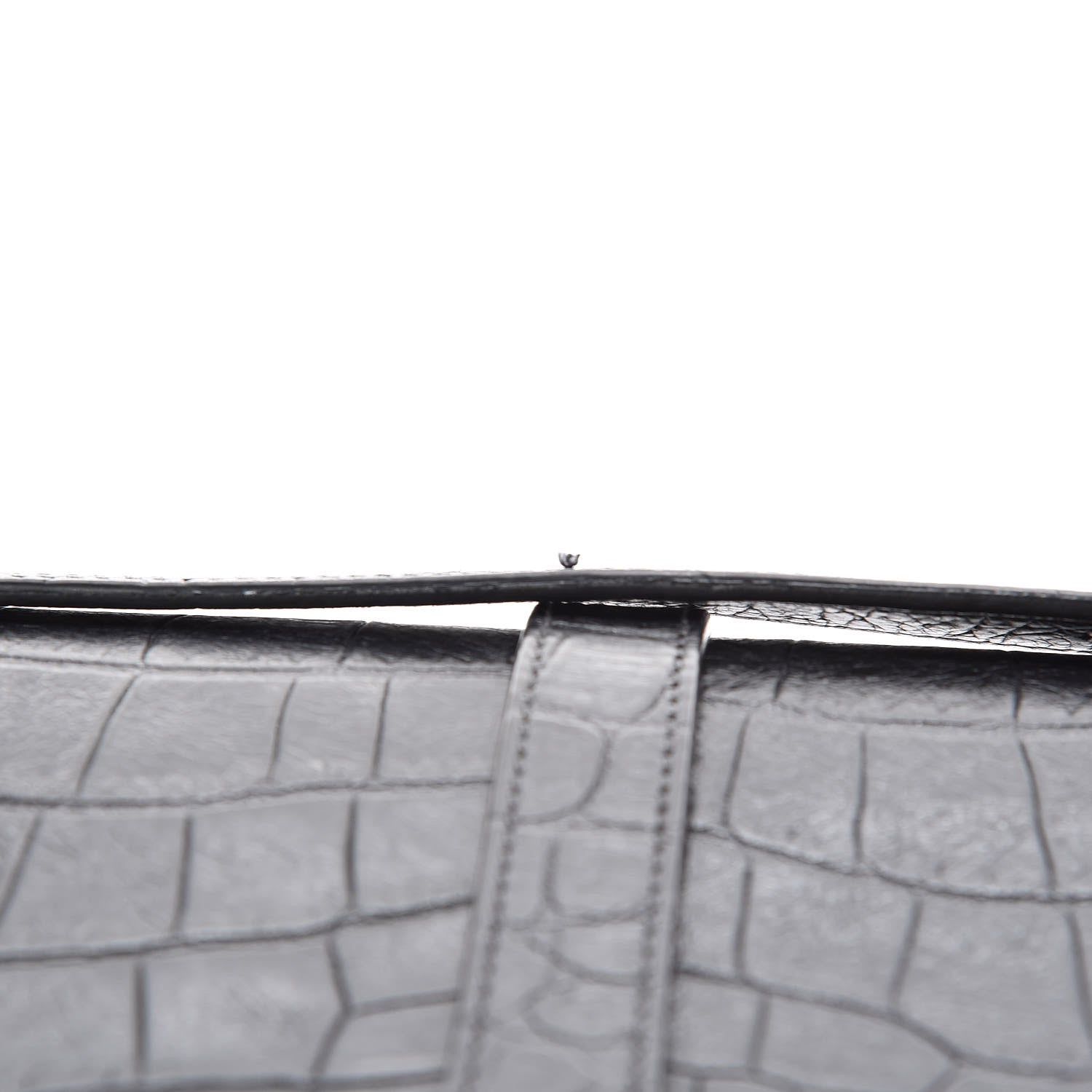 Saint Laurent Calfskin Crocodile Embossed Monogram Large Satchel Black 10 of 10
