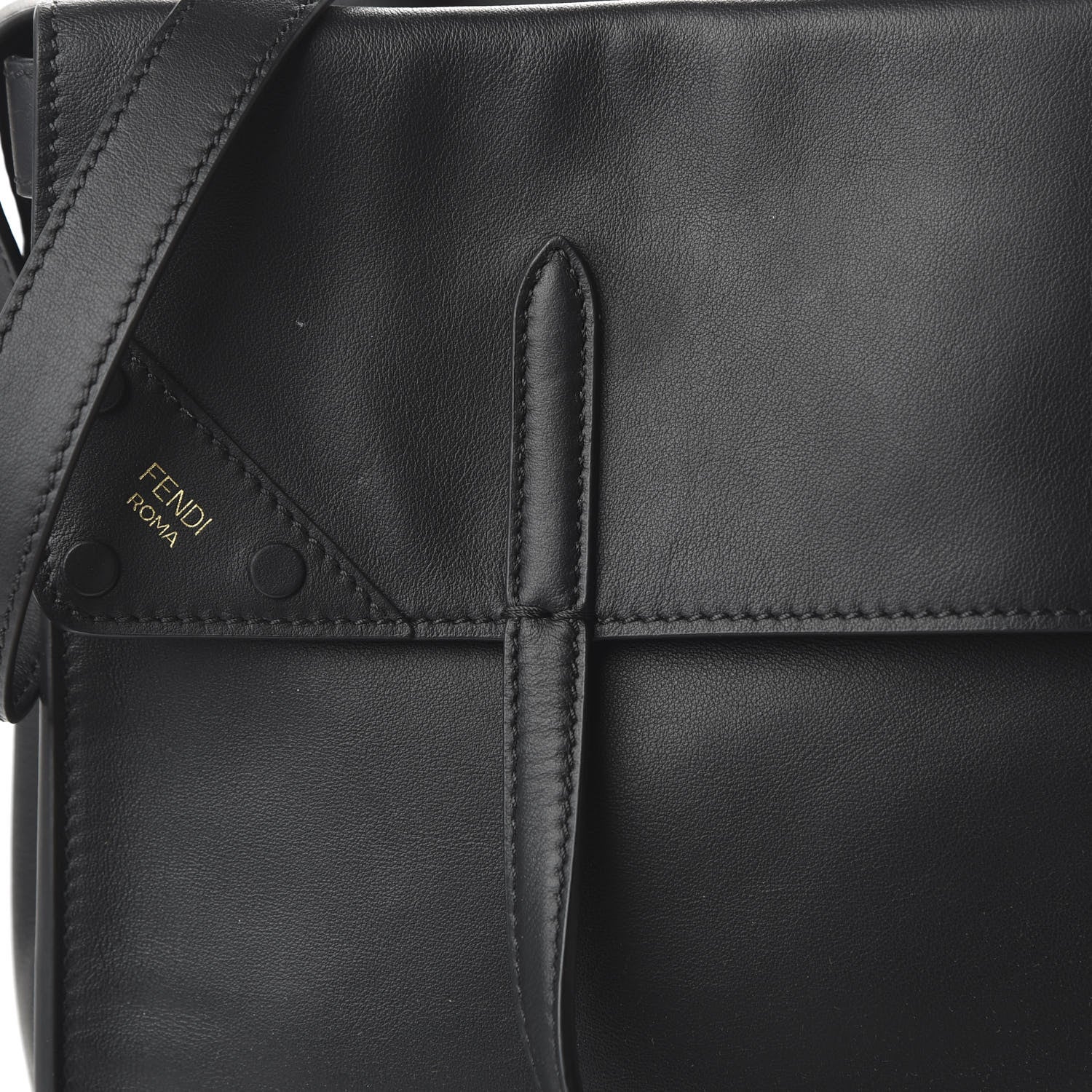 Fendi Vitello Grace Matte Large Flip Tote Black 9 of 9