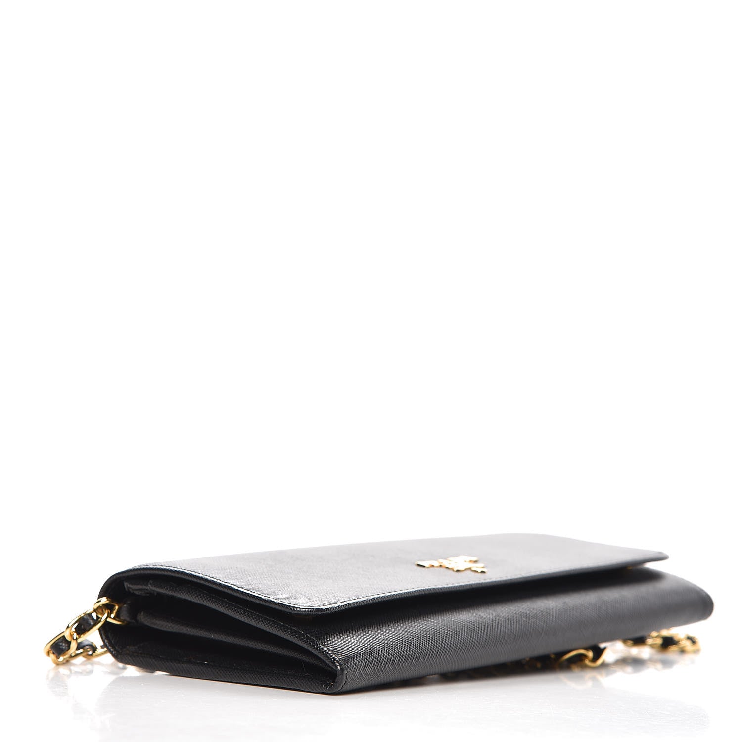 Prada Saffiano Metal Oro Chain Wallet Black 4 of 6