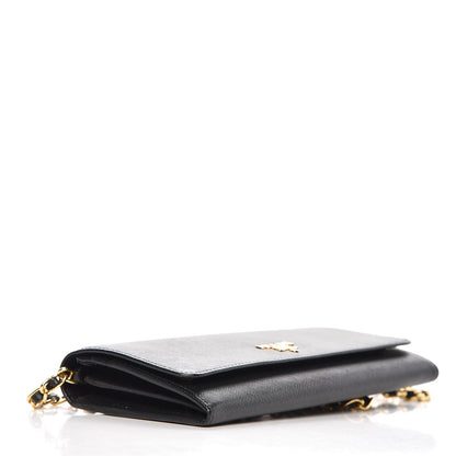 Prada Saffiano Metal Oro Chain Wallet Black 4 of 6