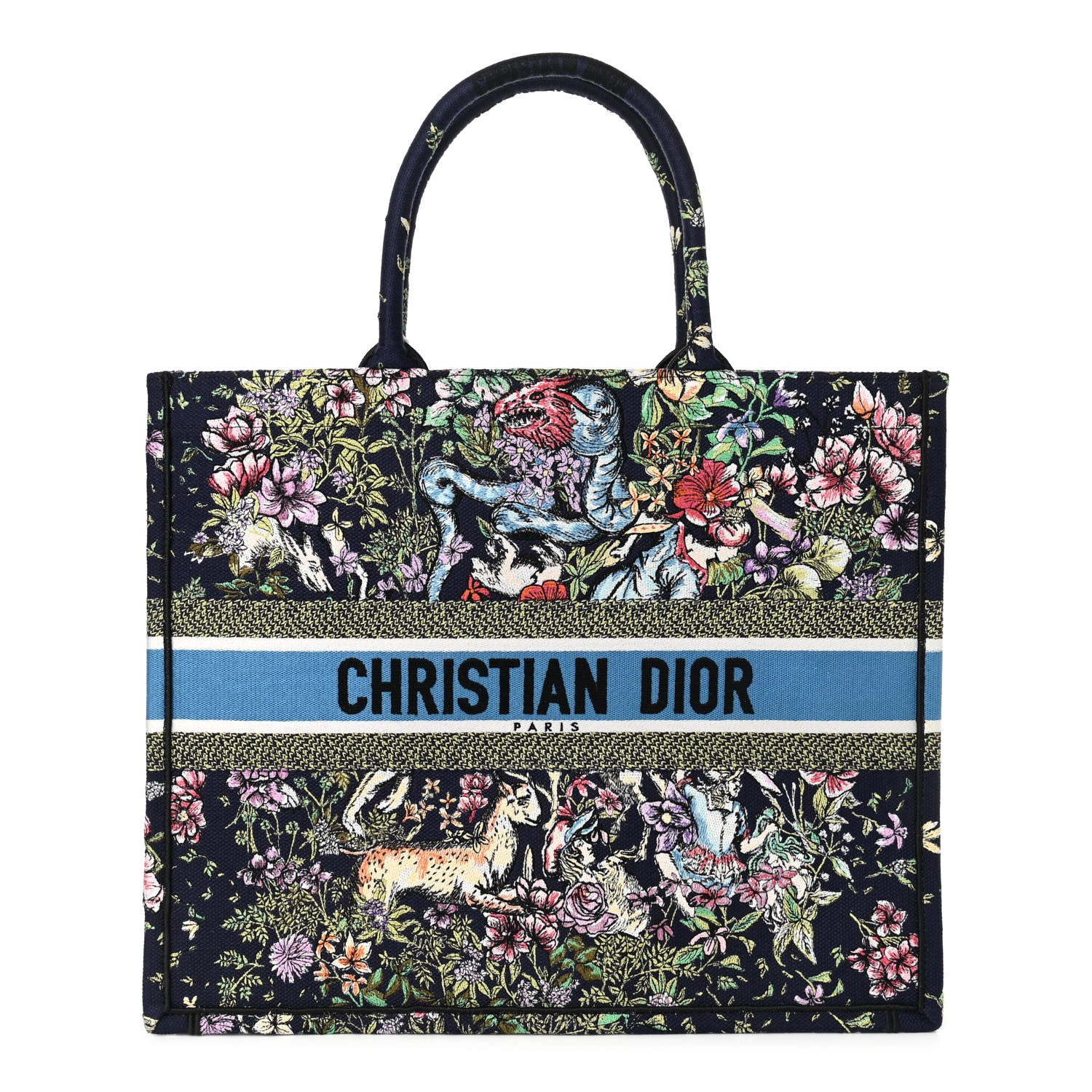 Christian Dior Canvas Embroidered Large D-Constellation Book Tote Blue Multicolor 1 of 11