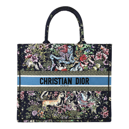 Christian Dior Canvas Embroidered Large D-Constellation Book Tote Blue Multicolor 1 of 11