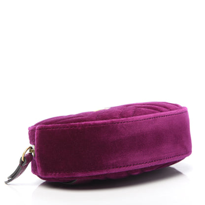 Gucci Velvet Matelasse GG Marmont Belt Bag 85 34 Fuchsia Violet Cyclamen 4 of 11