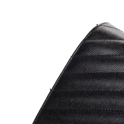 Saint Laurent Grain De Poudre Matelasse Chevron Monogram Chain Wallet Black 8 of 10