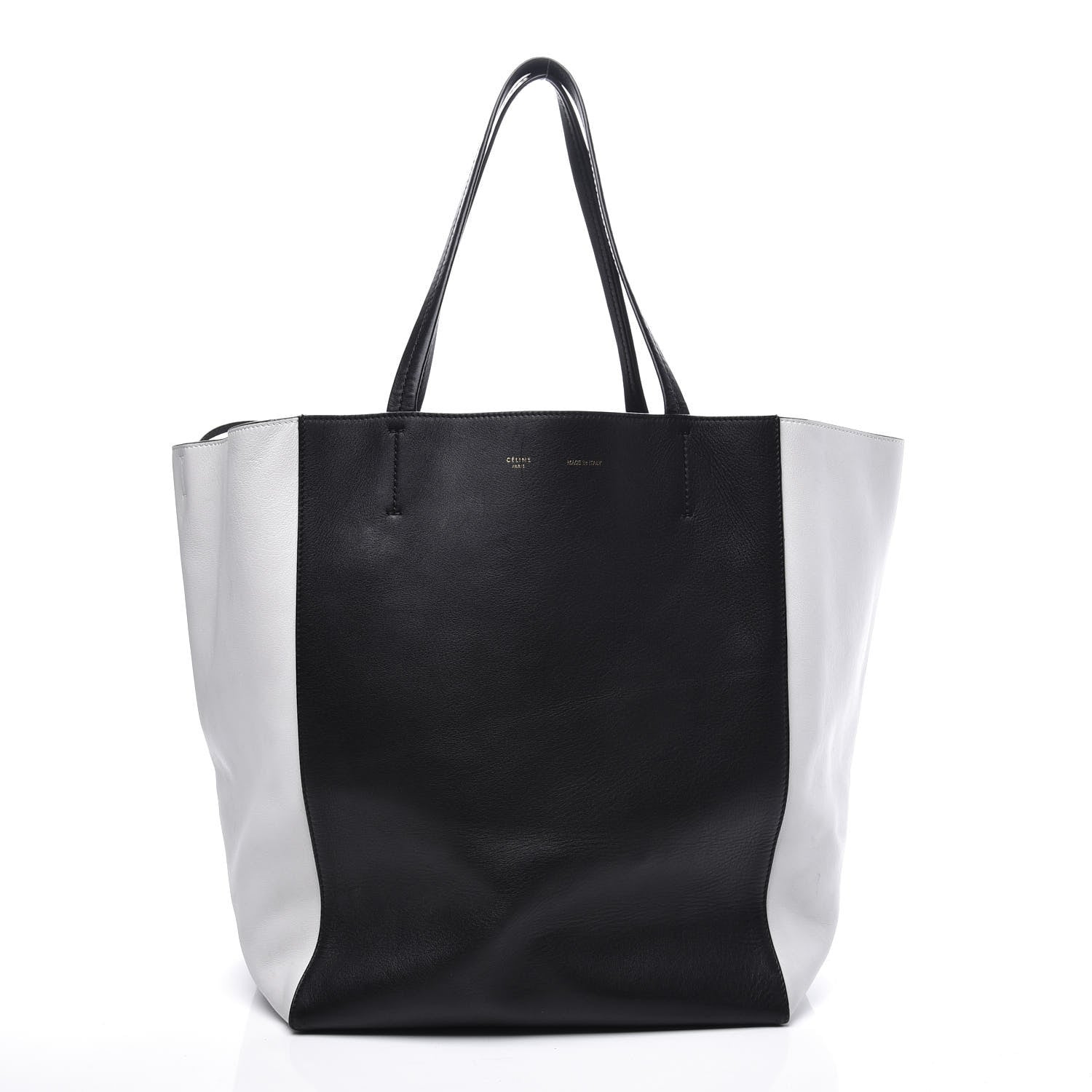 Celine Grained Calfskin Medium Horizontal Cabas Phantom Black White 2 of 11