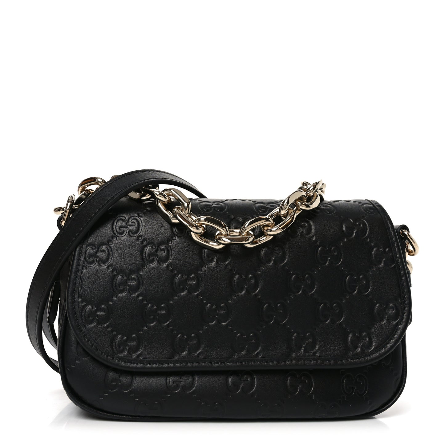GG Calfskin Embossed Emblem Arabella Bag Black