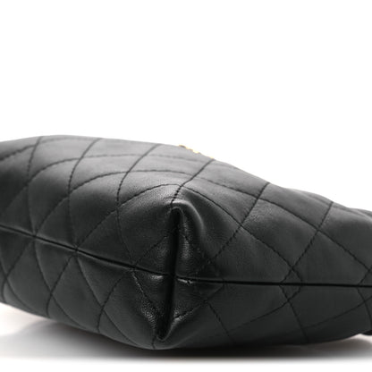 Chanel Lambskin Quilted Drawstring Clutch With Strap Black 10 of 12