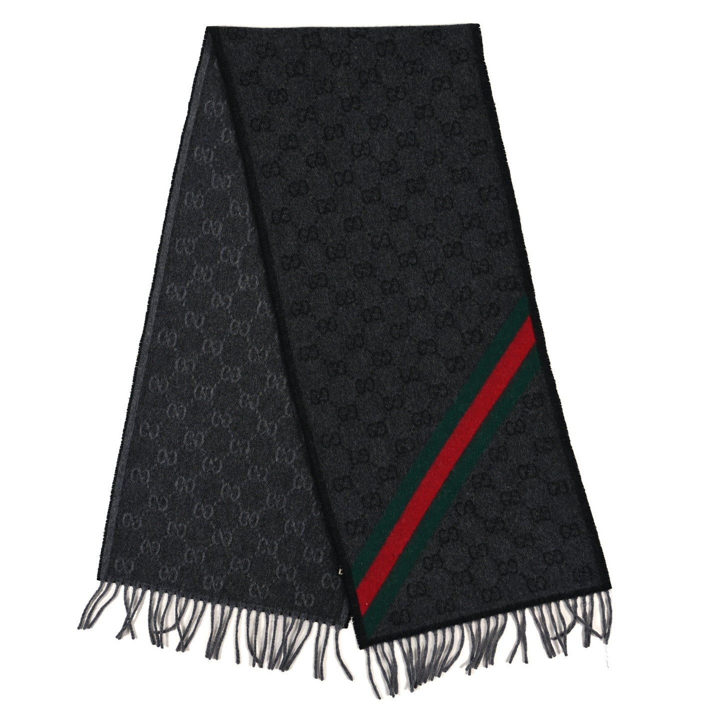 Wool Angora Monogram Web New Nikky Scarf Grey Black