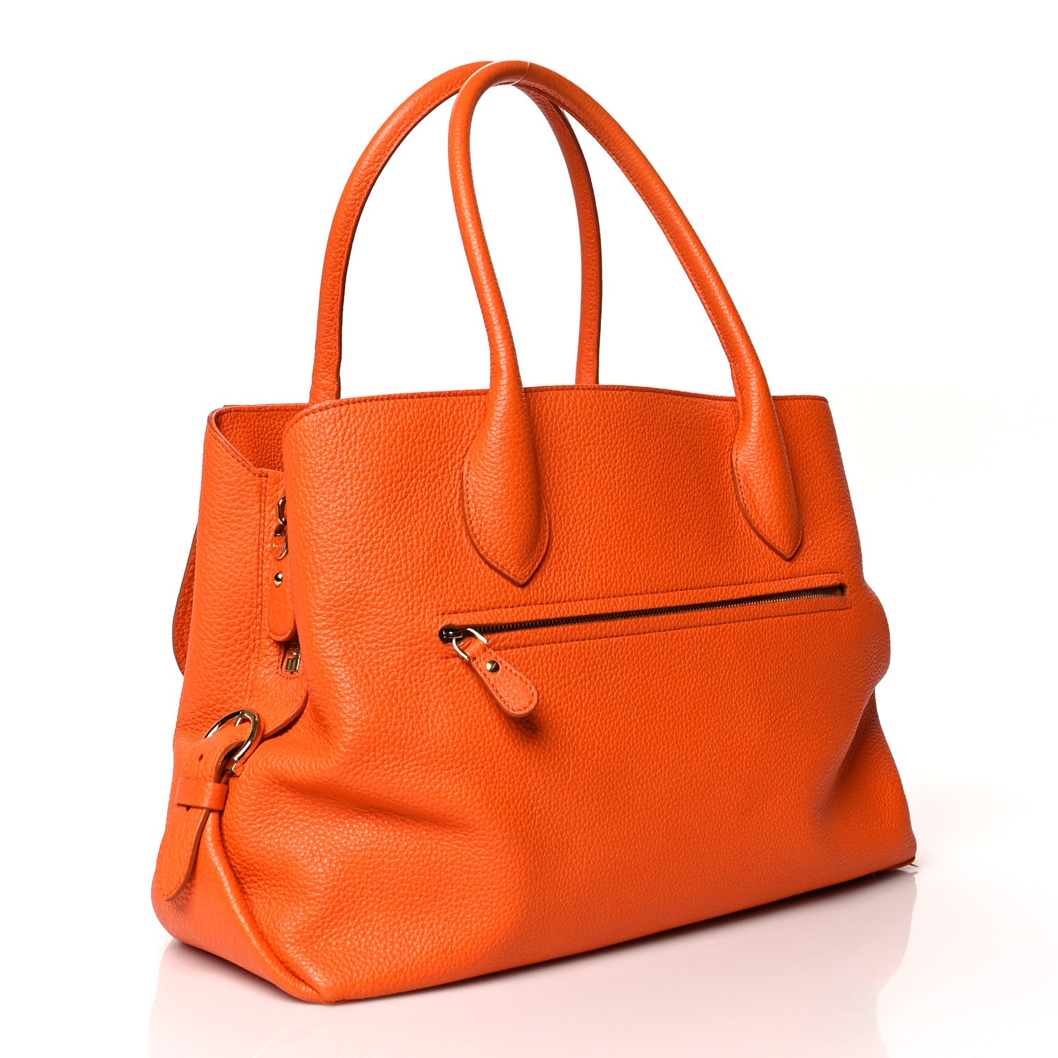 Salvatore Ferragamo Pebbled Calfskin Fiamma Bag Orange 3 of 16