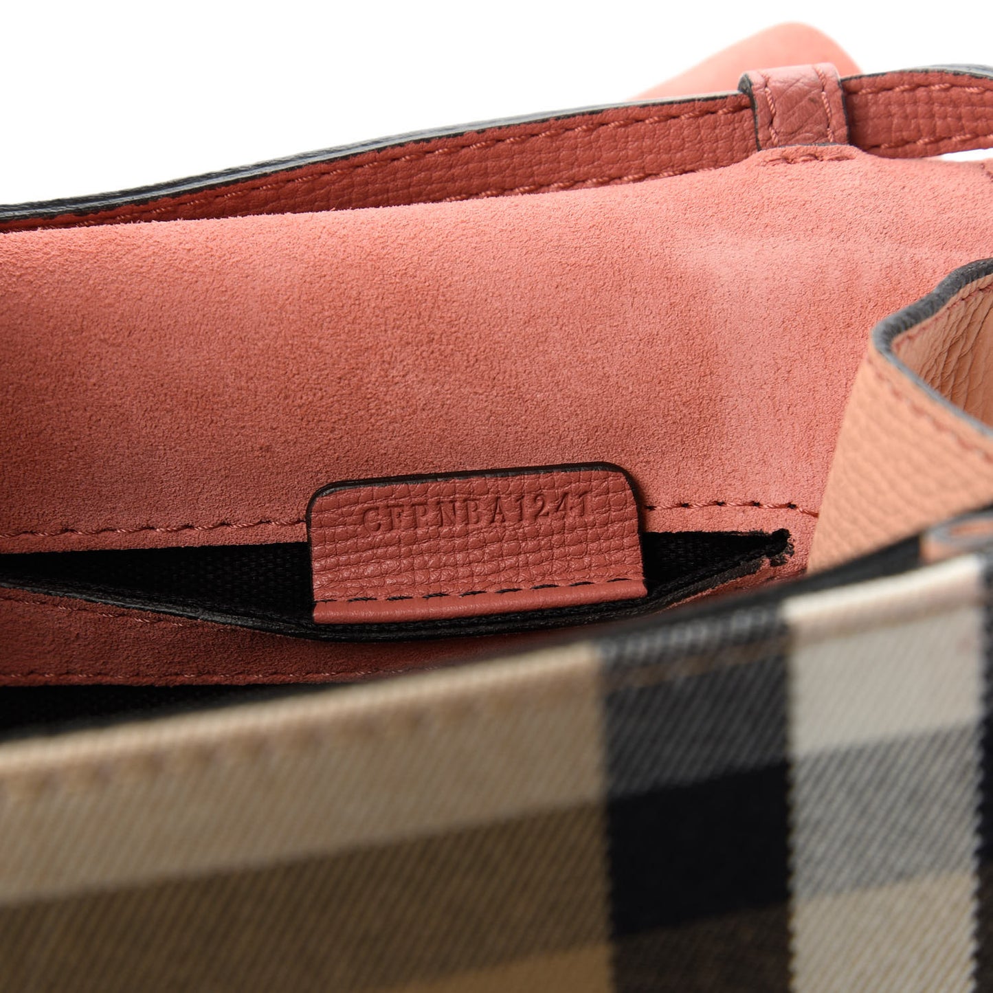 Derby Calfskin House Check Small Macken Crossbody Bag Copper Pink