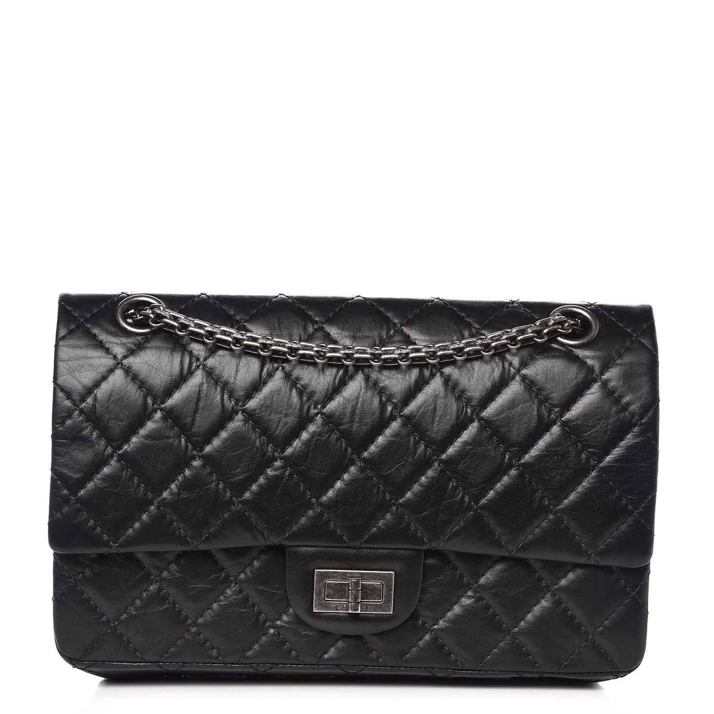 Aged Calfskin Quilted 2.55 Reissue 225 Flap Black
