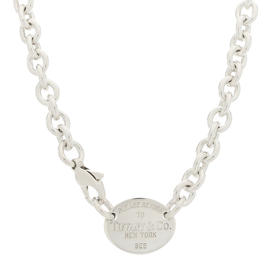 Sterling Silver Return to Tiffany Oval Tag Choker Necklace