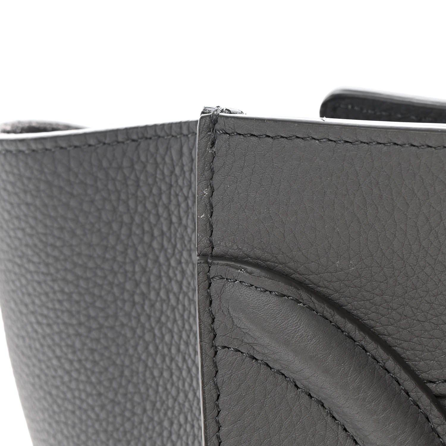 Celine Drummed Calfskin Mini Luggage Kohl 17 of 18