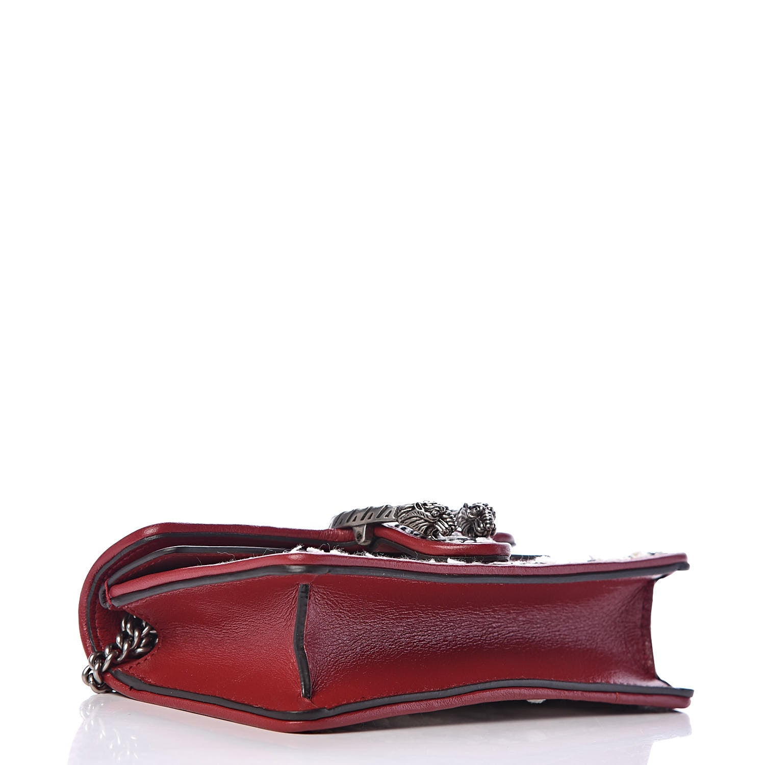 Gucci Tweed GG Monogram Super Mini Dionysus Shoulder Bag White Black Romantic Cherry 4 of 10