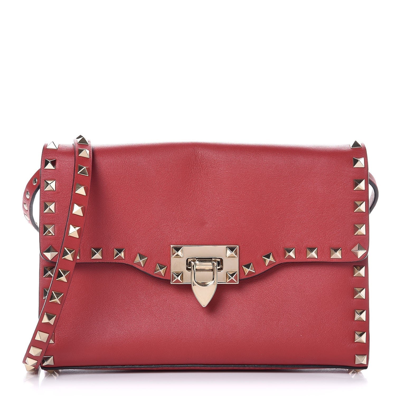 Valentino Garavani Vitello Medium Rockstud Flip Lock Crossbody Bag Rosso Valentino 1 of 7