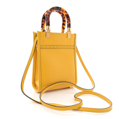 Fendi Vitello King Plexiglass Logo Embossed Mini Fendi Sunshine Shopper Tote Mimosa 3 of 12