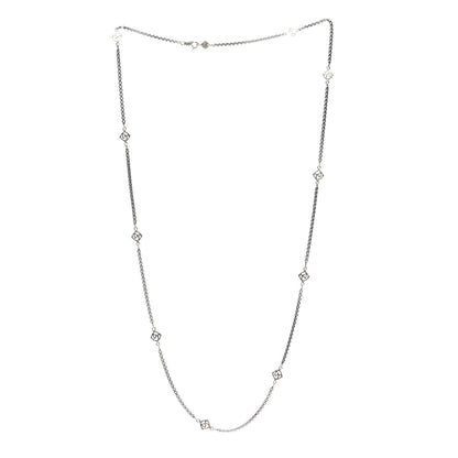 David Yurman Sterling Silver 14K Yellow Gold Logo Station Necklace 32" 3 of 4