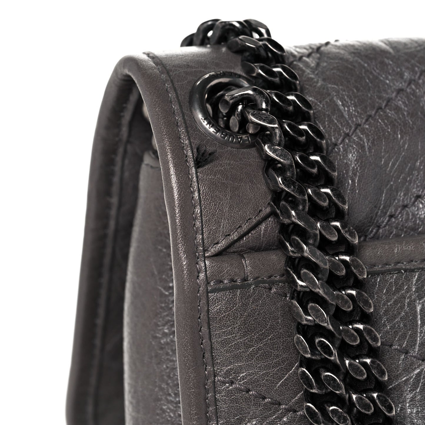 Crinkled Calfskin Matelasse Monogram Medium Niki Chain Satchel Dark Chocolate