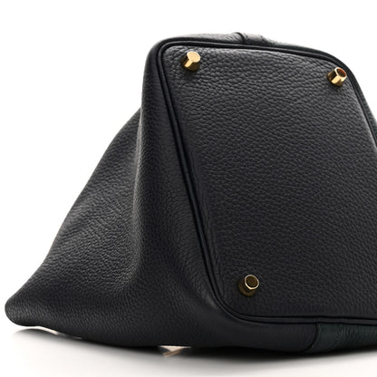Hermes Taurillon Clemence Casaque Picotin Lock 18 PM Bleu Nuit Vert Bosphore 9 of 10