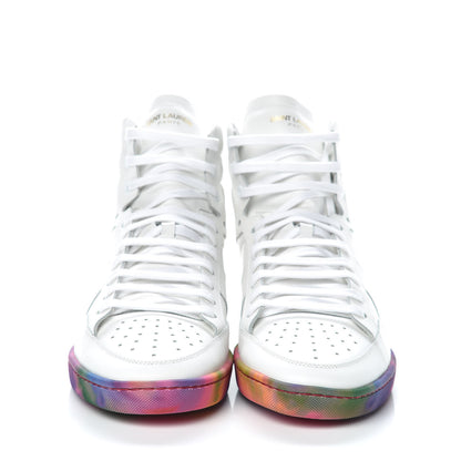 Saint Laurent Calfskin Mens Signature Court Classic SL/10H High Top Sneakers 41.5 Off White Multicolor Tie-Dye 2 of 9