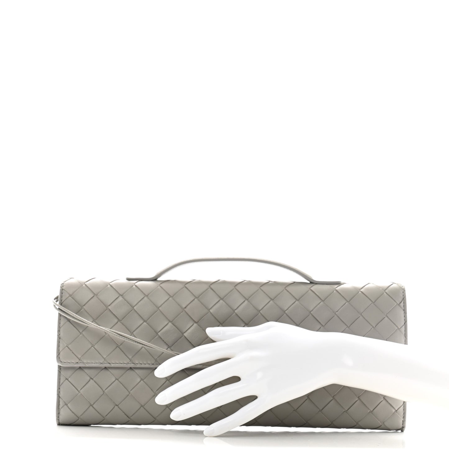 Nappa Intrecciato Long Andiamo Top Handle Clutch Sterling